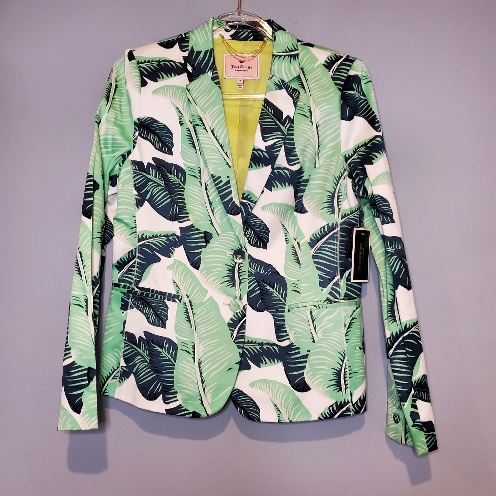 NWT Juicy Couture Palmetto Print blazer sz10 - Picture 3 of 12